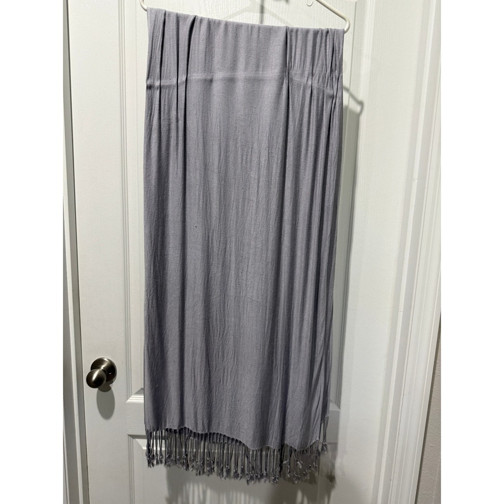 Light Grey Lavender Pashmina Wrap Scarf with Tasseled Fringe Shawl Accessory